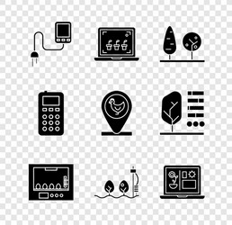 set sensor smart farming technology trees vector