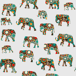 abstract colorful pattern with elephants vector image