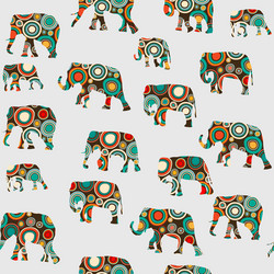 abstract colorful pattern with elephants vector