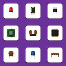 flat device set of bobbin recipient cpu vector image