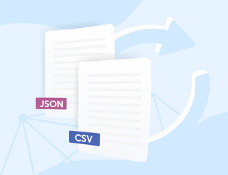 Json csv converter concept two tables vector