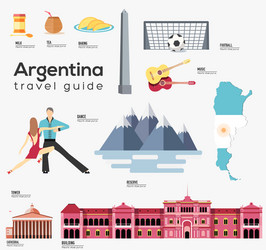 Argentina Travel Icons & Landmarks Vector Image