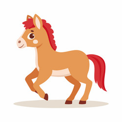 cartoon horse with red mane and tail in playful Vector Image