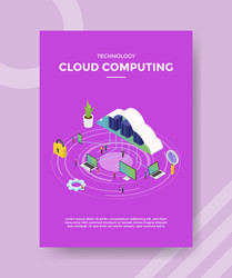 Cloud computing connection computer laptop vector