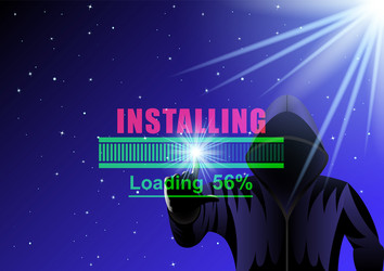 Hooded man hacker and loading bar vector