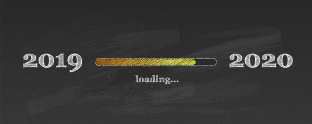 Loading bar from 2019 to 2020 on school chalkboard vector