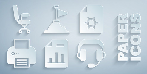 set document with graph chart settings printer vector image