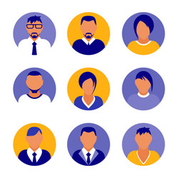 flat modern purple minimal avatar icons business vector