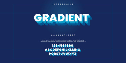 Gradient futuristic minimalist display font design vector