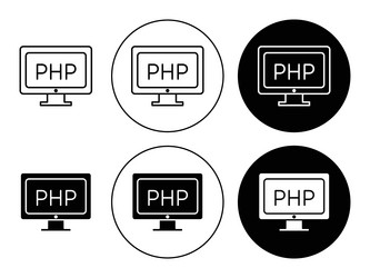 php outline icon drawing set for app web use vector image