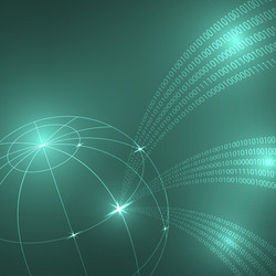 stream of binary code to the globe vector image
