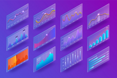 3d isometric chart and graphics infographic vector