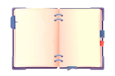 Book notebook open and empty pages top view vector