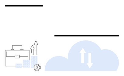 briefcase with chart coin and cloud indicating vector image