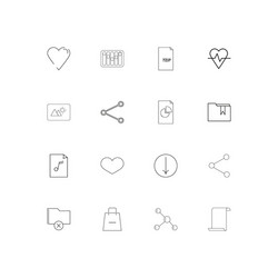 files and folders sign linear thin icons set vector image