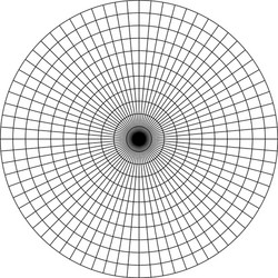 Polar grid of 10 concentric circles and 5degrees vector