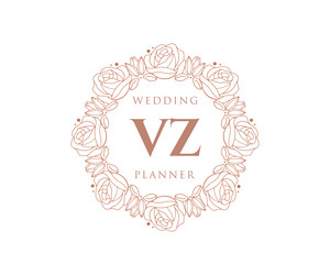 Vz initials letter wedding monogram logos Vector Image