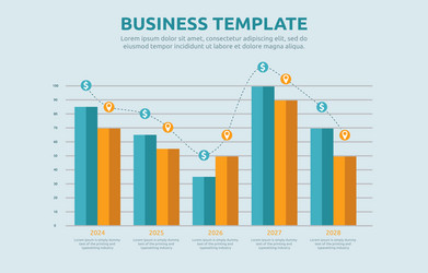 flat design of descending down bar graph chart vector image