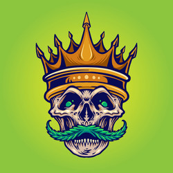 Gold Crown Skull with Weed Mustache Vector Image