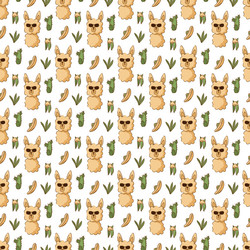 seamless pattern in y2k style with a cute lama vector image