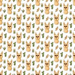 Seamless pattern in y2k style with a cute lama vector