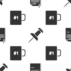set file document and paper clip push pin vector image