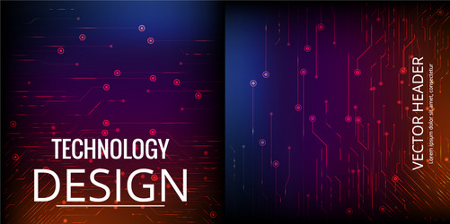 set of abstract technology web banner vector