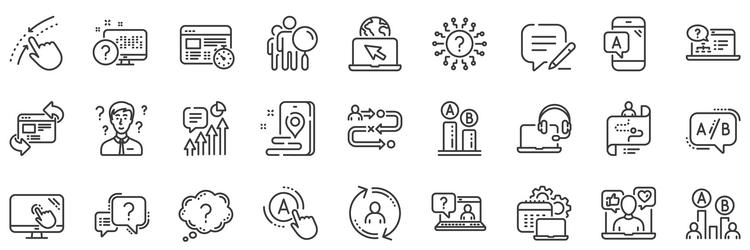 Ux line icons set of ab testing journey path map vector