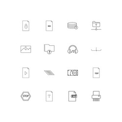 files and folders sign linear thin icons set vector image