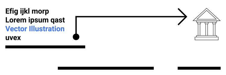 black arrow pointing to ancient temple with text vector image