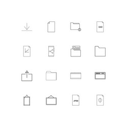 files and folders sign linear thin icons set vector image
