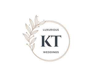 Kt initials letter wedding monogram logos Vector Image