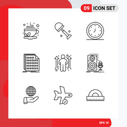 Stock icon pack 9 line signs and symbols vector