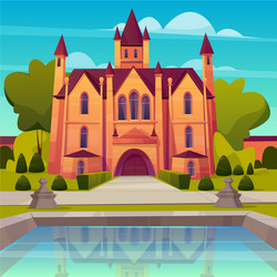 Victorian Mansion with Fountain Vector Image