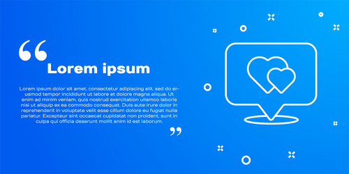 White line map pointer with heart icon isolated vector