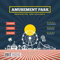 Amusement park flat elements isolated background Vector Image