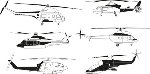 black helicopters silhouettes pictures Vector Image