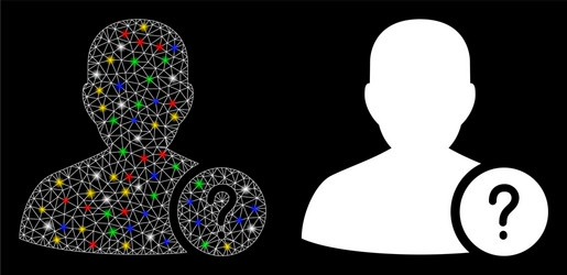 glowing mesh wire frame user status icon vector image