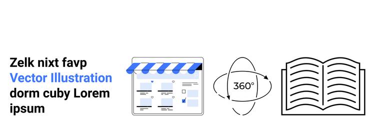online shop interface 360-degree view and open vector image