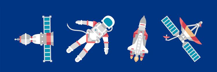 Outer space icon and objects on blue background vector