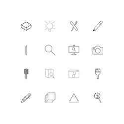 Creative process and design linear thin icons set vector