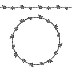 seamless pattern with net of the cord and flowers vector image