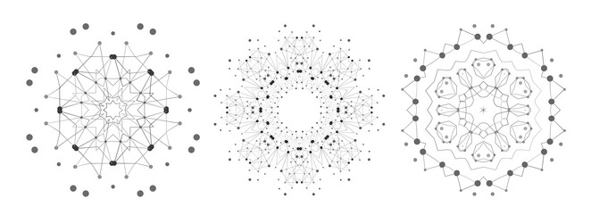set of symmetric lattice shape molecular vector image