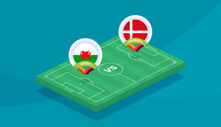 wales vs denmark round of 16 match european vector