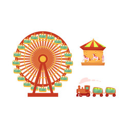 amusement park objects icon set vector image