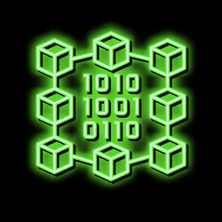 Binary neural network neon glow icon vector