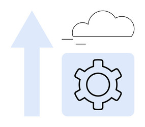 cloud data upload with gear icon representing vector image