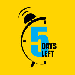 countdown timer icon five days left alert vector image