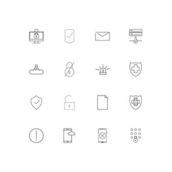cyber security linear thin icons set outlined vector image