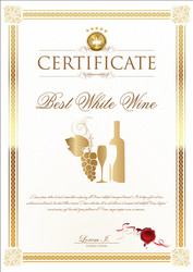 Elegant White Wine Certificate Vector Image